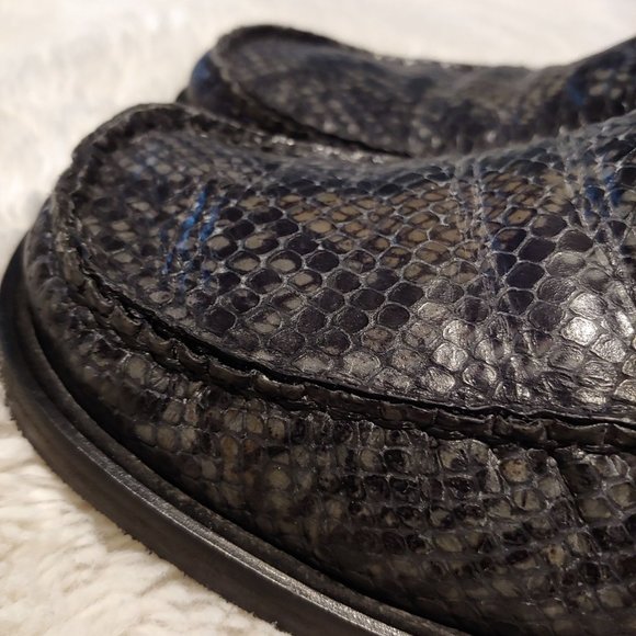 Echt Leder Vrai Cuir Snakeskin Womens Grey Made in Italy Loafers 40 - Picture 8 of 15